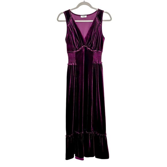 Umgee Rich Purple Velvet Midi Dress - Picture 1 of 7